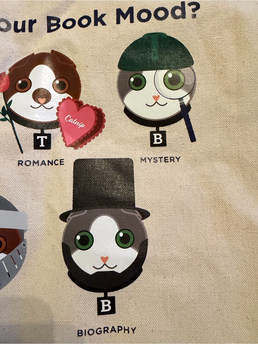 What's Your Book Mood?' Canvas Tote - Navy Trim - Picture 4 of 5
